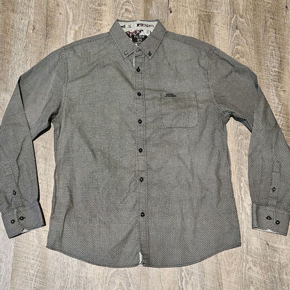 Filter Men's Multicolored Long Sleeve Button Down Shirt Size XL Geometric